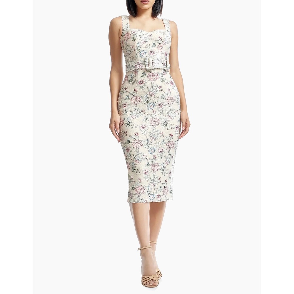 Dress the Population NWT Nicole Sequin Floral Dress Saks $288 Sz M